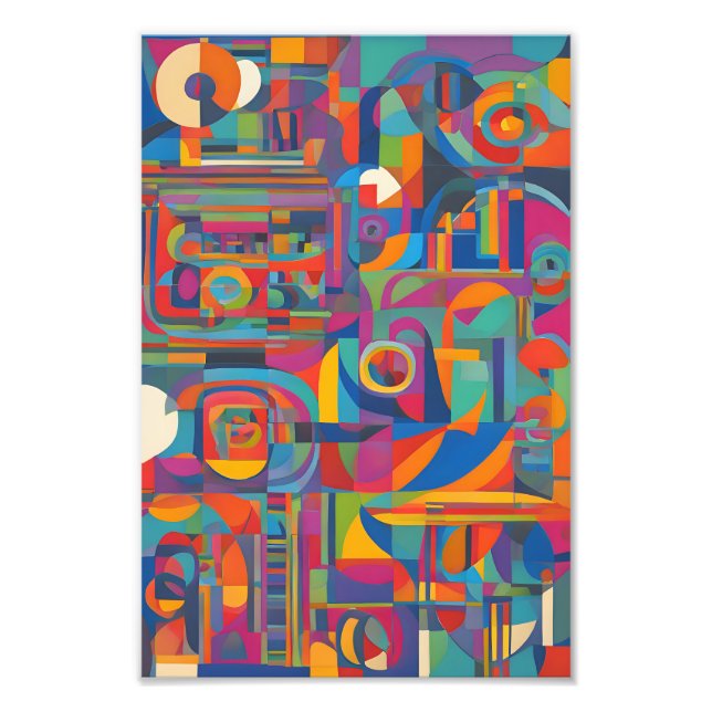 Vibrant Geometric Abstract Modern Colourful Art Photo Print (Front)
