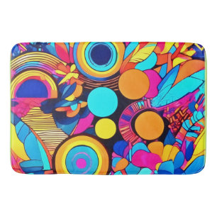 Vibrant Geometric Abstract Patterns Bath Mat