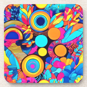 Vibrant Geometric Abstract Patterns Coaster