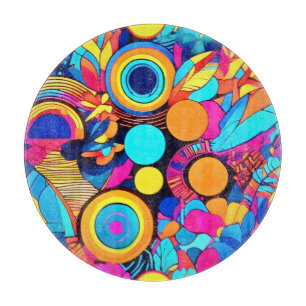 Vibrant Geometric Abstract Patterns Cutting Board