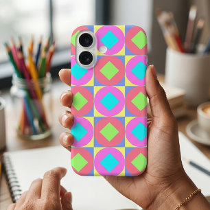 Vibrant Geometric Abstract Psychedelic Pattern iPhone 16 Case