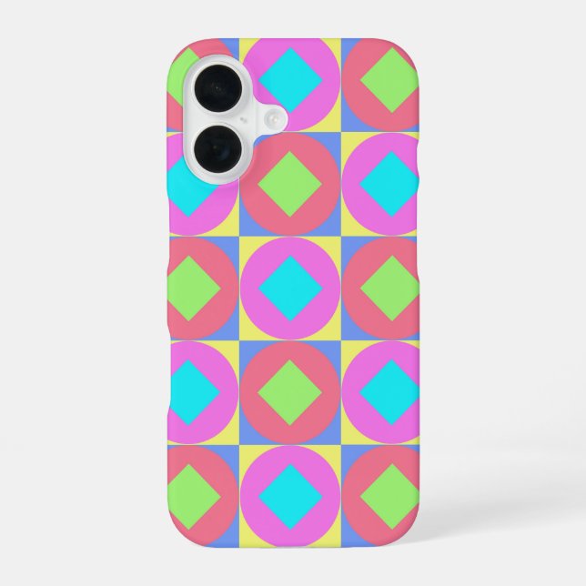 Vibrant Geometric Abstract Psychedelic Pattern iPhone 16 Case (Back)