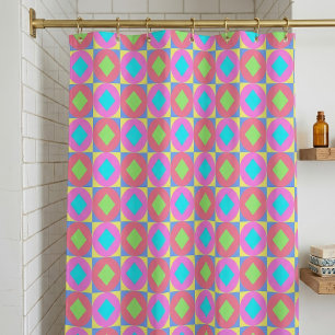 Vibrant Geometric Abstract Psychedelic Pattern Shower Curtain