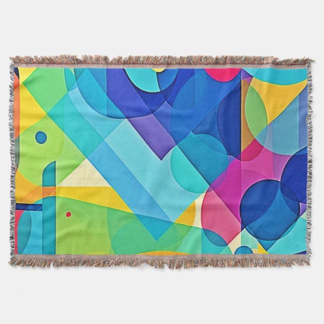 Vibrant Geometric Abstract Throw Blanket (Front)