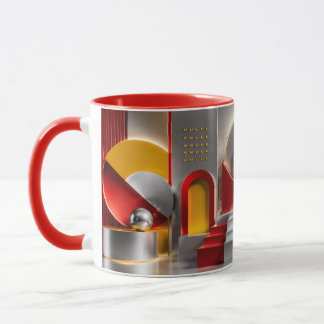 Vibrant Geometric Abstraction Metallic Spheres Art Mug