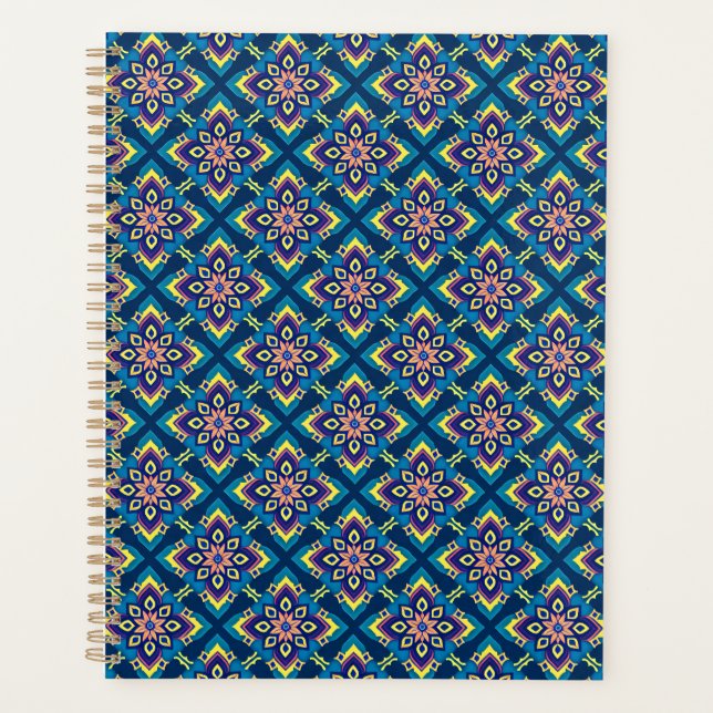 Vibrant Geometric Boho Floral Pattern Planner (Front)