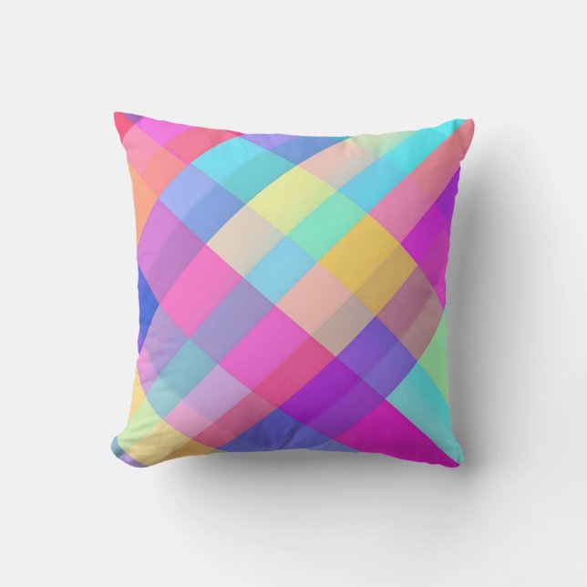 Vibrant Geometric Check Pattern. Modern Outdoor Cushion (Front)