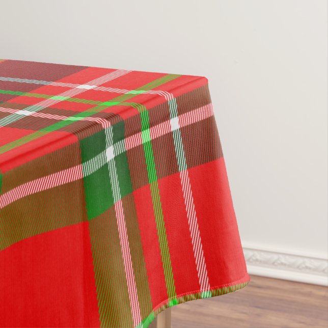Vibrant Geometric Christmas Tartan Pattern Tablecloth (In Situ)