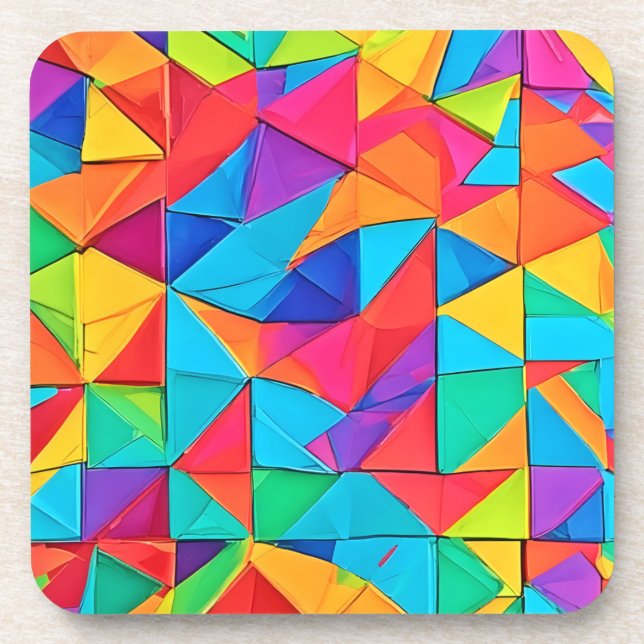 Vibrant Geometric Colour Blocks Art Coaster (Front)