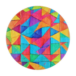 Vibrant Geometric Colour Blocks Art Cutting Board