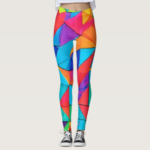 Vibrant Geometric Colour Blocks Art Leggings