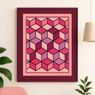 Vibrant Geometric Cube Pattern Poster