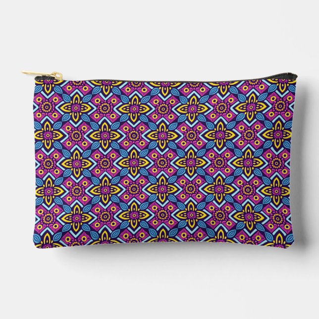 Vibrant Geometric Decorative Pattern Accessory Pouch (Front)
