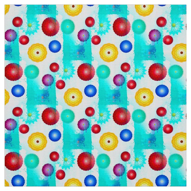 Vibrant Geometric Floral Abstract Fabric (Swatch)