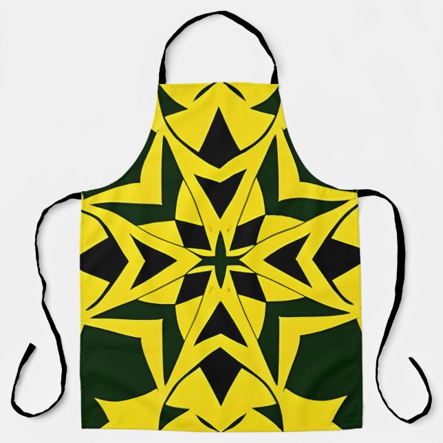Vibrant Geometric Floral Design Apron (Front)