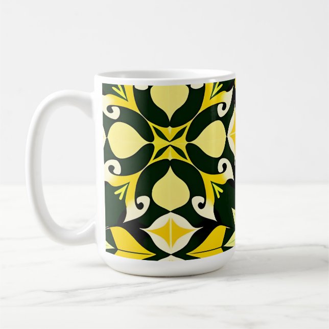 Vibrant Geometric Floral Design Coffee Mug (Left)