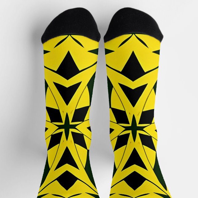 Vibrant Geometric Floral Design Socks (Top)