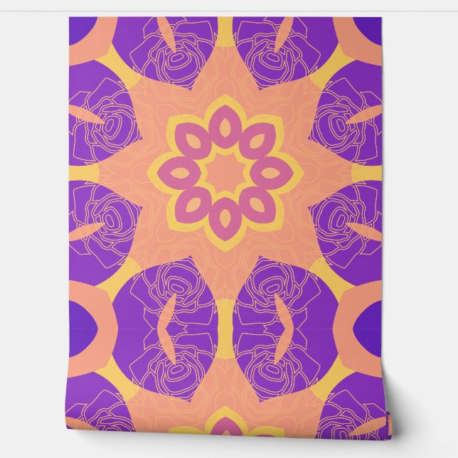 Vibrant Geometric Floral Mandala Wallpaper (Unrolling)