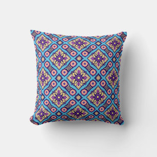 Vibrant Geometric Floral Pattern Cushion
