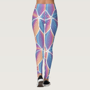 Vibrant Geometric Floral Pattern Leggings