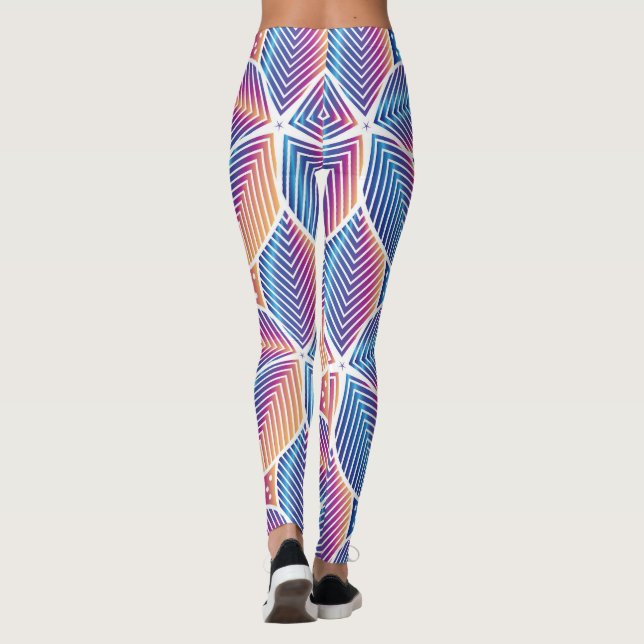 Vibrant Geometric Floral Pattern Leggings (Back)