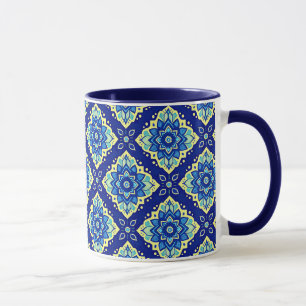 Vibrant Geometric Floral Pattern Mug