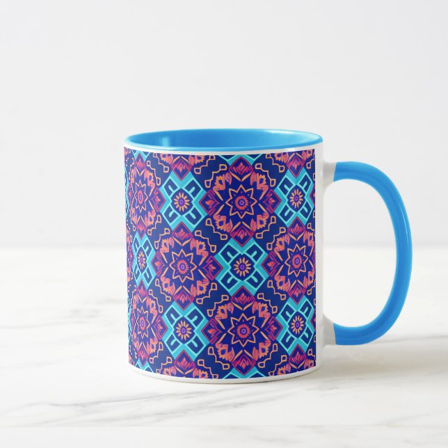 Vibrant Geometric Floral Pattern Mug (Right)