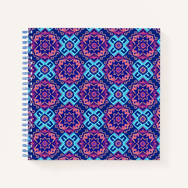 Vibrant Geometric Floral Pattern Notebook (Front)