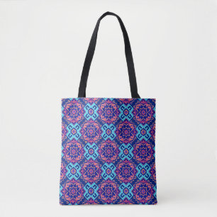 Vibrant Geometric Floral Pattern Tote Bag