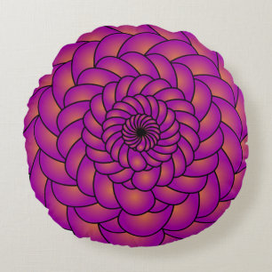 Vibrant Geometric Flower 16 x 16 Round Cushion