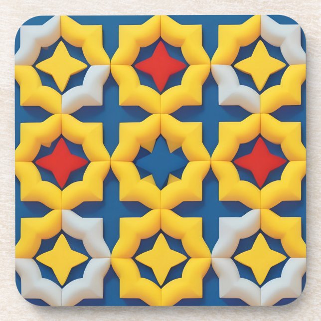 Vibrant Geometric home decor Bold Colours Coaster (Front)