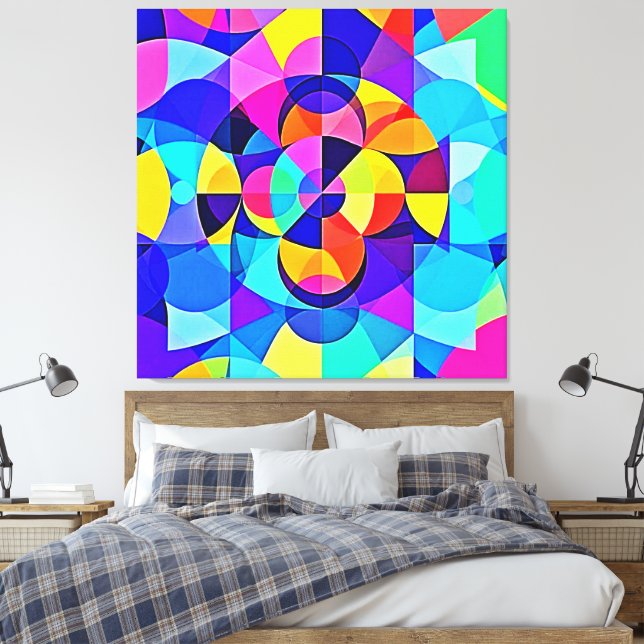 Vibrant Geometric Joy Canvas Print (Insitu(Bedroom))