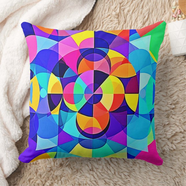 Vibrant Geometric Joy Cushion (Blanket)