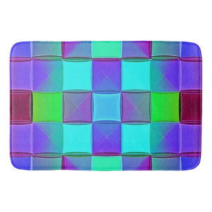 Vibrant Geometric Light Waves Bath Mat