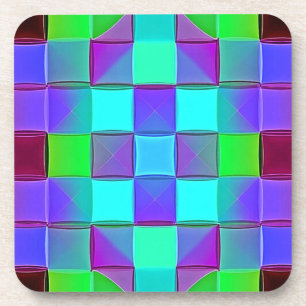 Vibrant Geometric Light Waves Coaster