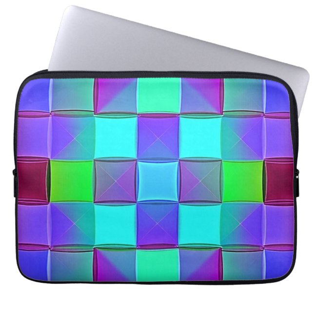 Vibrant Geometric Light Waves Laptop Sleeve (Front)