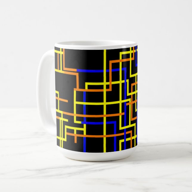 Vibrant Geometric Lines  Coffee Mug (Front Left)