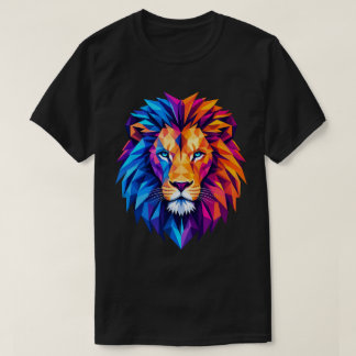 Vibrant Geometric Lion Art T-Shirt