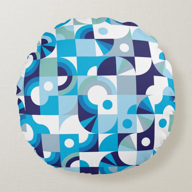 Vibrant Geometric: Modern Seamless Round Cushion (Front)