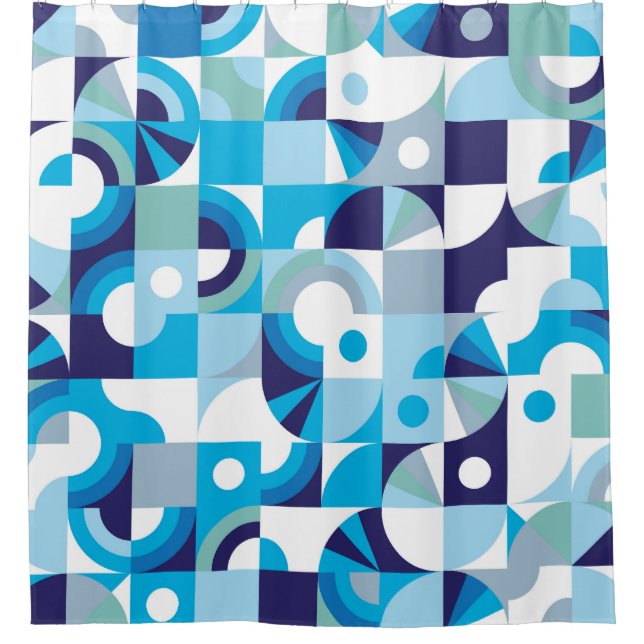 Vibrant Geometric: Modern Seamless Shower Curtain (Front)