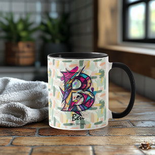Vibrant Geometric Monogram Mug - B for Ben