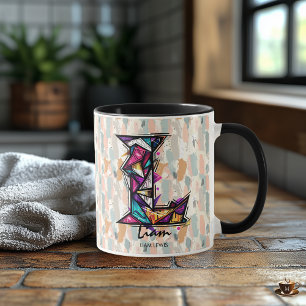 Vibrant Geometric Monogram Mug - L for Liam