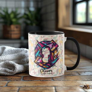 Vibrant Geometric Monogram Mug - O for Oliver