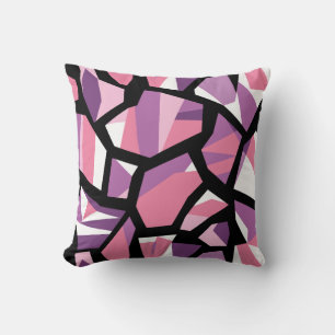 Vibrant Geometric Mosaic in Pink and Purple Cushion