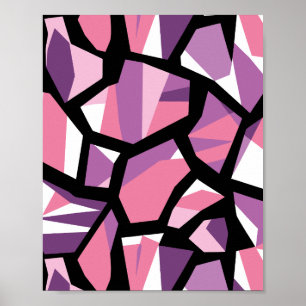 Vibrant Geometric Mosaic in Pink and Purple Poster
