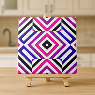 Vibrant Geometric Op Art Illusion Mosaic Pattern Ceramic Tile