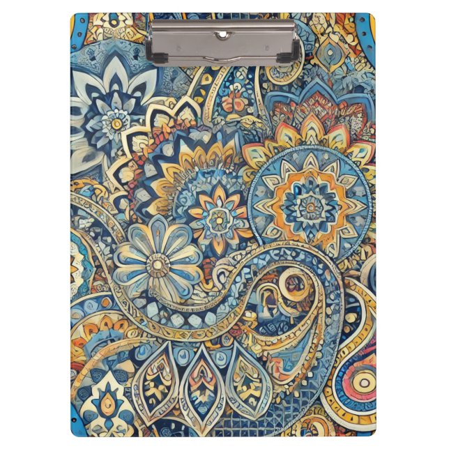 Vibrant Geometric Paisley Abstract  Clipboard (Front)