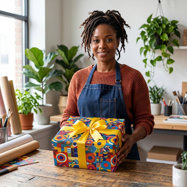 Vibrant Geometric Patchwork African American Gifts Wrapping Paper (Vibrant Geometric Patchwork African American Gifts Wrapping Paper)