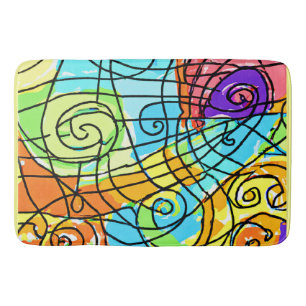 Vibrant Geometric Pattern Bath Mat