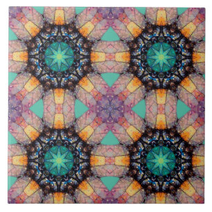 Vibrant Geometric Pattern Bohemian Accent Ceramic Tile